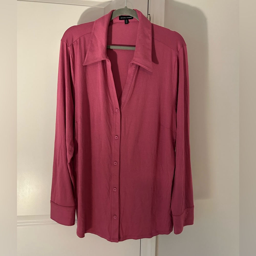 Universal Standard Liquid Jersey Elbe Pink Top Size L
